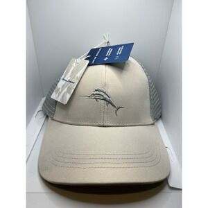Tommy Bahama Tip Your Cap Trucker Hat Adjustable Snapback OSFM Beige Gray Mesh